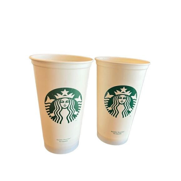 Starbucks Coffee Tumbler Mermaid Siren Lid White 12 Oz Set of 2 - Picture 3 of 4